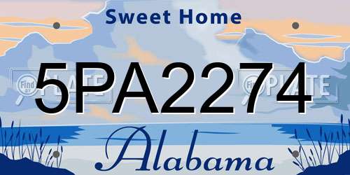 5PA2274 Alabama License Plate