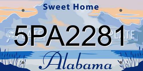 5PA2281 Alabama License Plate