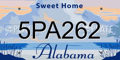 5PA262 Alabama License Plate