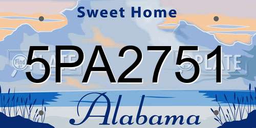 5PA2751 Alabama License Plate