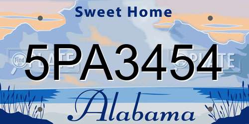 5PA3454 Alabama License Plate