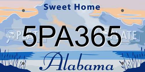 5PA365 Alabama License Plate