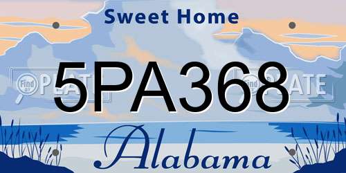 5PA368 Alabama License Plate
