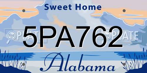 5PA762 Alabama License Plate
