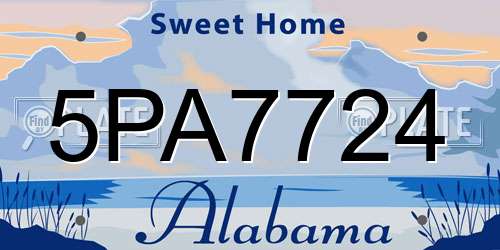 5PA7724 Alabama License Plate