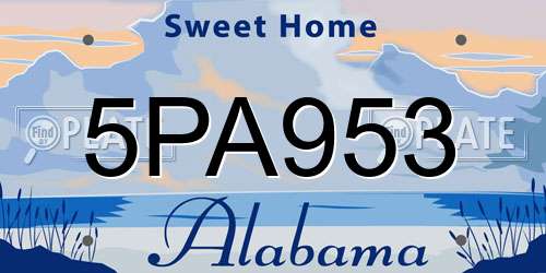 5PA953 Alabama License Plate