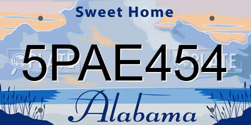 5PAE454 Alabama License Plate