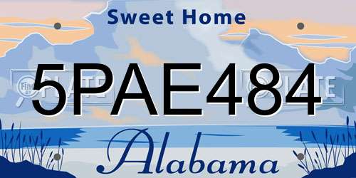 5PAE484 Alabama License Plate