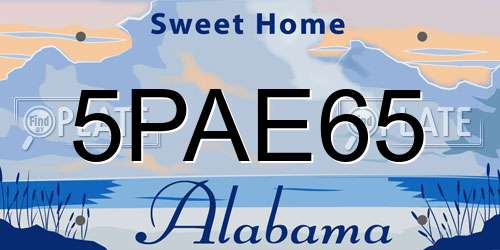 5PAE65 Alabama License Plate
