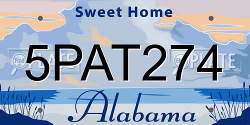 5PAT274 Alabama License Plate