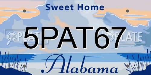 5PAT67 Alabama License Plate