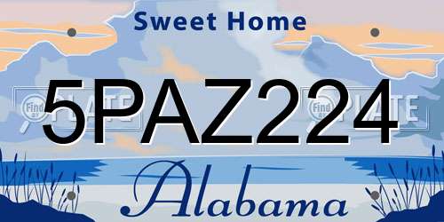 5PAZ224 Alabama License Plate