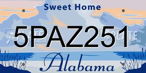 5PAZ251 Alabama License Plate