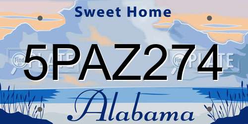 5PAZ274 Alabama License Plate
