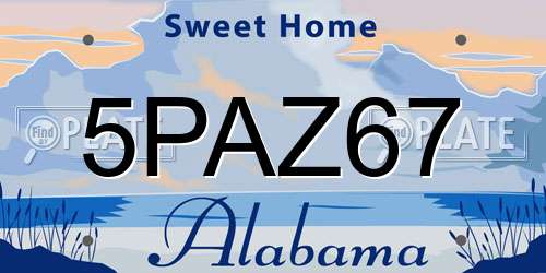 5PAZ67 Alabama License Plate
