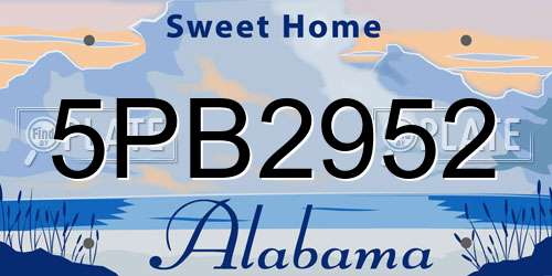 5PB2952 Alabama License Plate