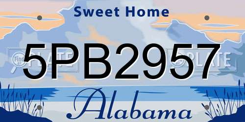 5PB2957 Alabama License Plate