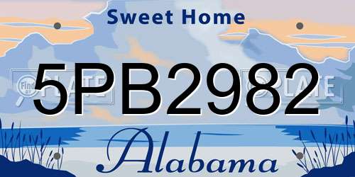 5PB2982 Alabama License Plate