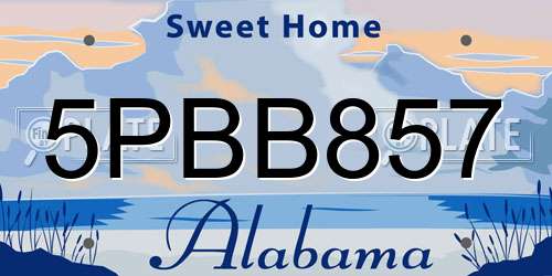 5PBB857 Alabama License Plate