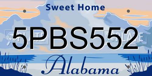 5PBS552 Alabama License Plate