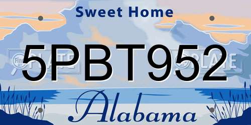 5PBT952 Alabama License Plate