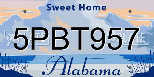 5PBT957 Alabama License Plate