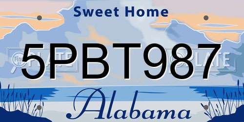 5PBT987 Alabama License Plate