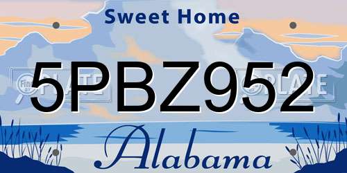 5PBZ952 Alabama License Plate