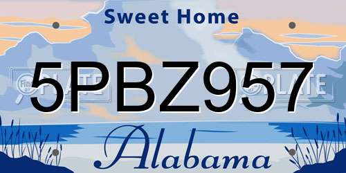 5PBZ957 Alabama License Plate