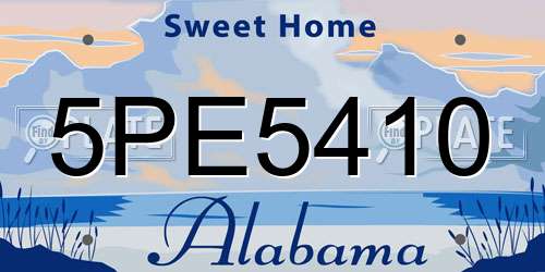 5PE5410 Alabama License Plate