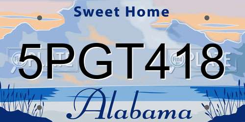 5PGT418 Alabama License Plate