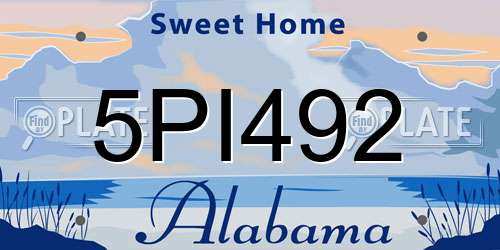 5PI492 Alabama License Plate