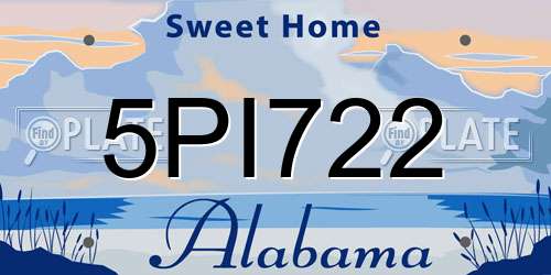 5PI722 Alabama License Plate