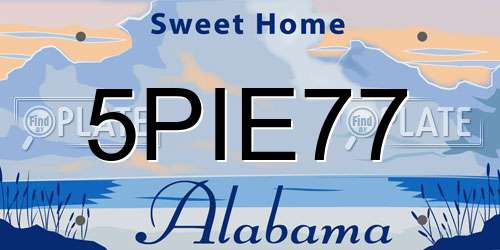 5PIE77 Alabama License Plate