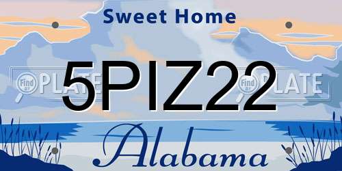 5PIZ22 Alabama License Plate