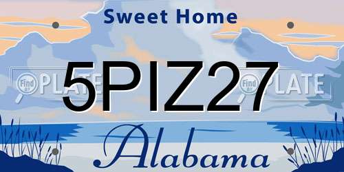 5PIZ27 Alabama License Plate
