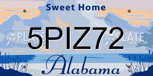 5PIZ72 Alabama License Plate