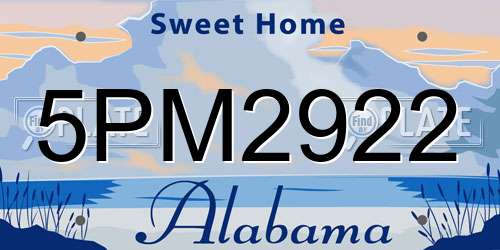 5PM2922 Alabama License Plate