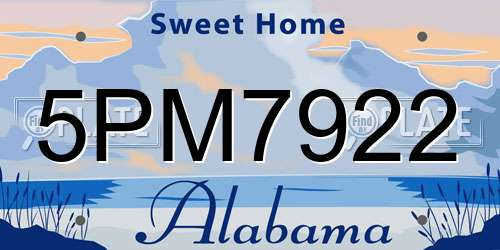 5PM7922 Alabama License Plate