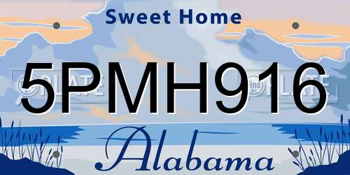 5PMH916 Alabama License Plate