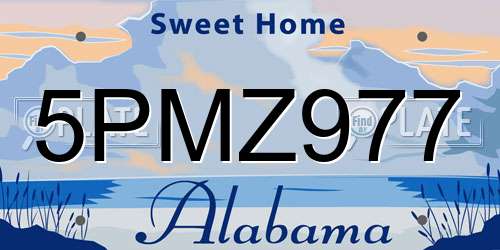 5PMZ977 Alabama License Plate