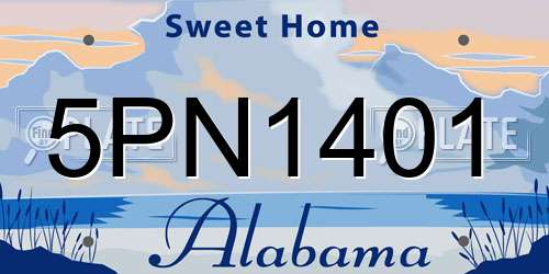 5PN1401 Alabama License Plate