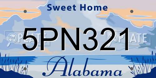 5PN321 Alabama License Plate