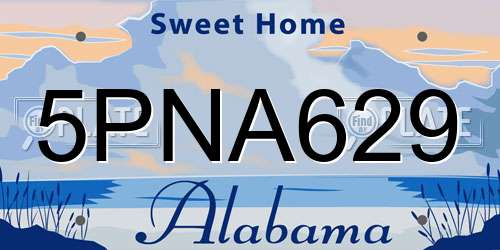 5PNA629 Alabama License Plate