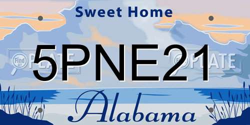 5PNE21 Alabama License Plate