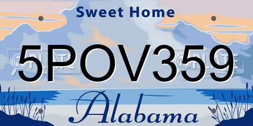 5POV359 Alabama License Plate