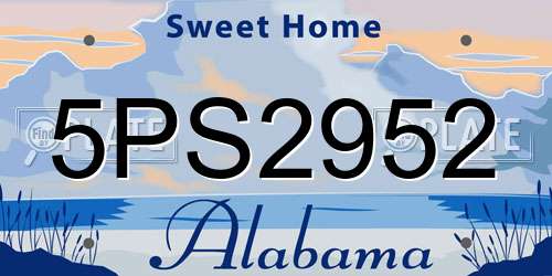 5PS2952 Alabama License Plate