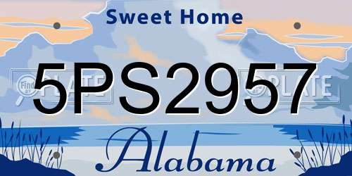 5PS2957 Alabama License Plate