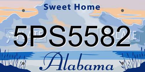 5PS5582 Alabama License Plate