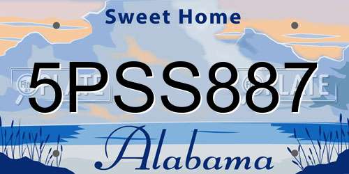 5PSS887 Alabama License Plate